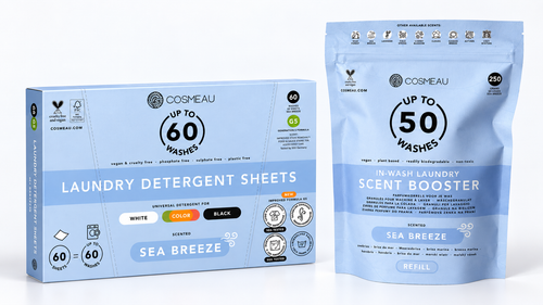 Pachet Cosmeau Sea Breeze – Foi de detergent, 60 spălări + Granule parfumate, rezervă 250 g