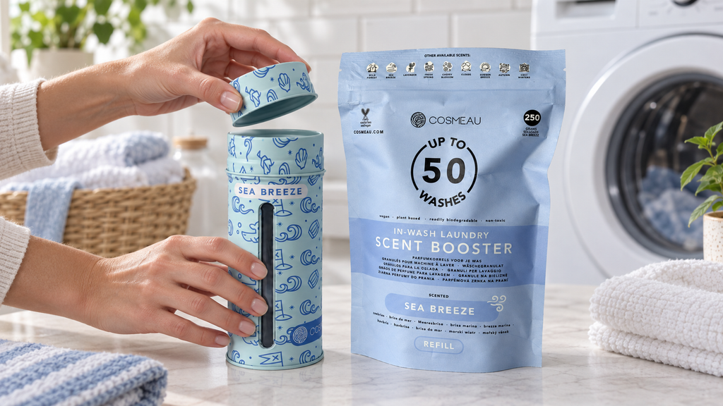 Set granule parfumate Cosmeau Sea Breeze – recipient metalic + rezervă 250 g