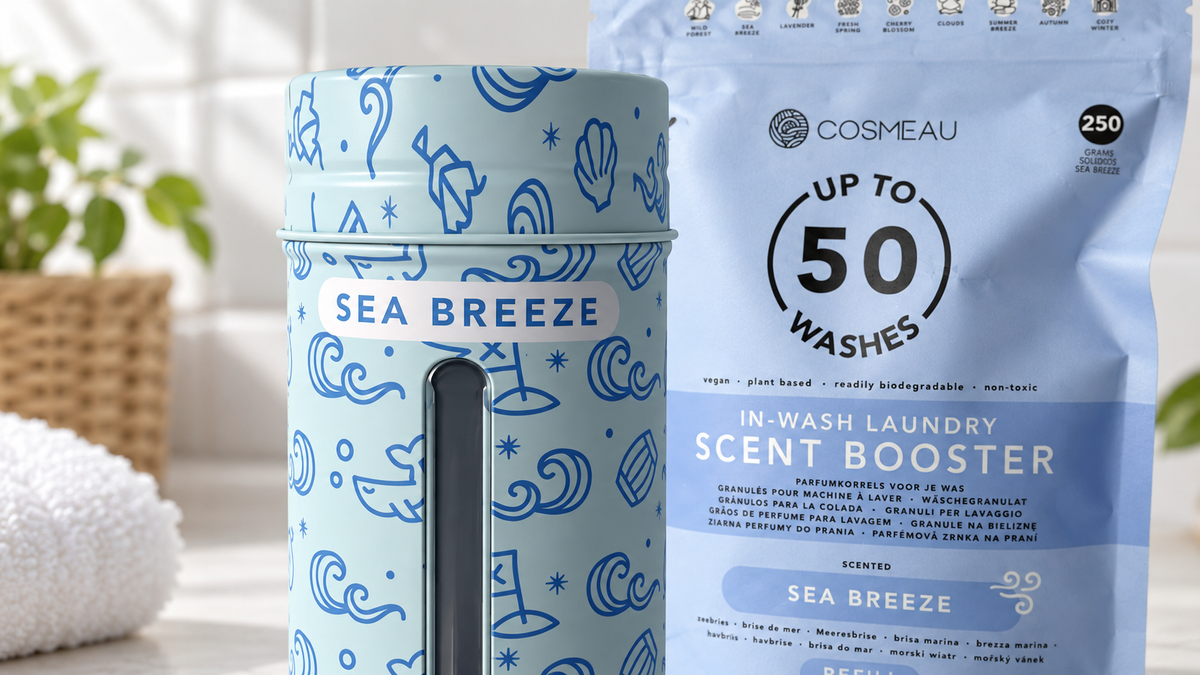 Set granule parfumate Cosmeau Sea Breeze – recipient metalic + rezervă 250 g